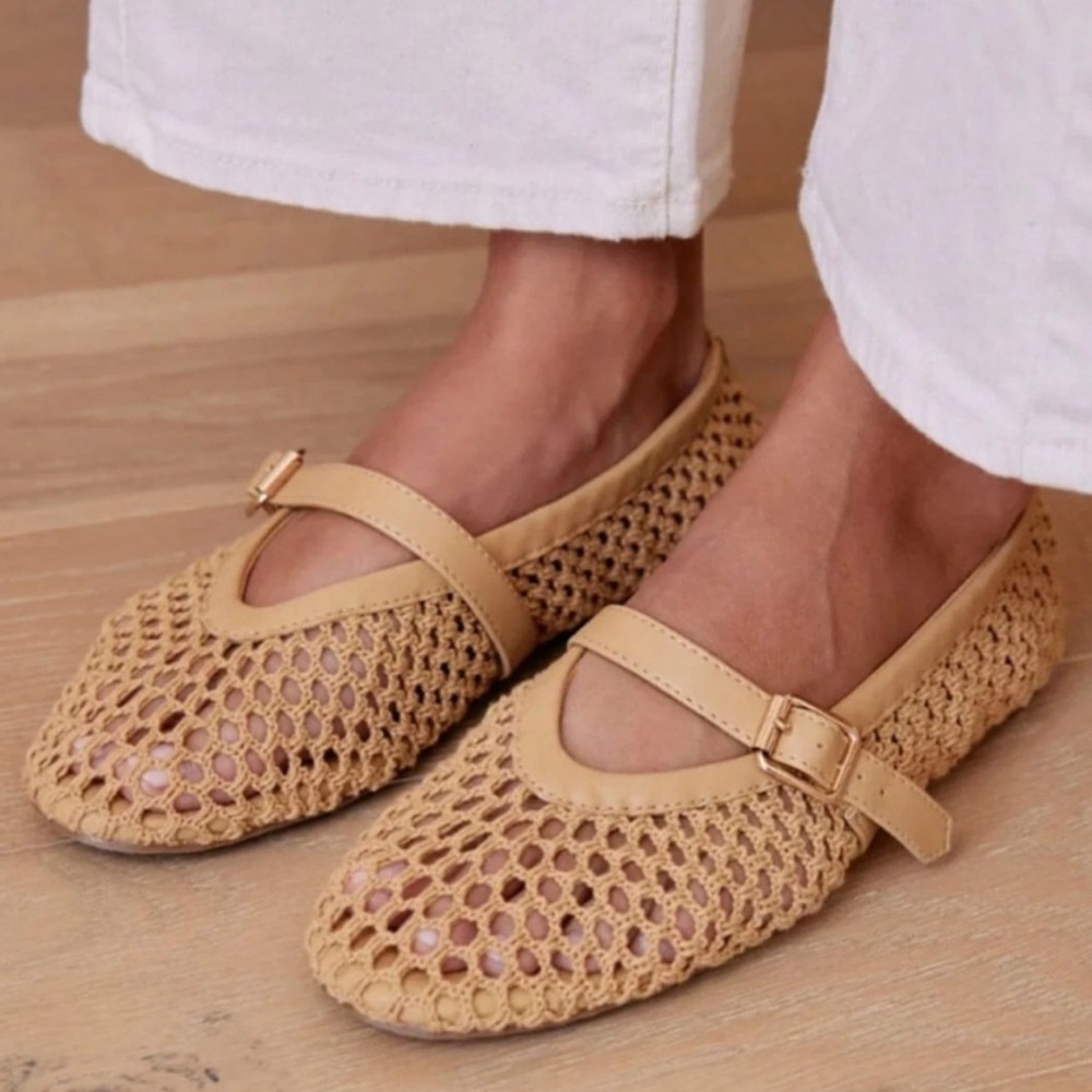 Coconuts Matisse Natural Nolita Ballet Woven Mesh Flats 9 vacation